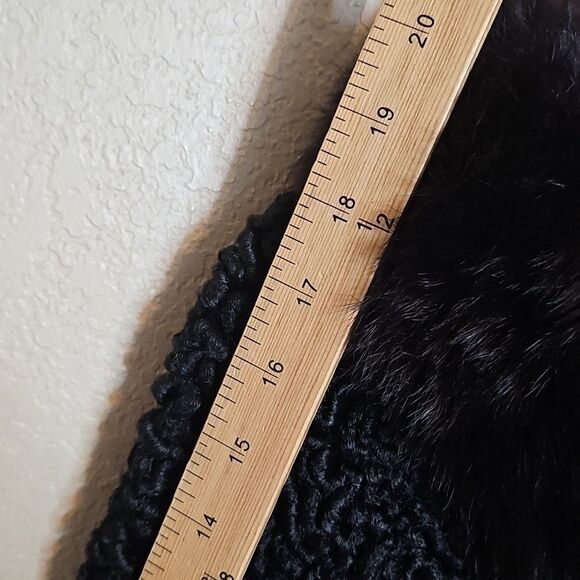 True Vintage Persian Lamb Wool Black Short Coat W Real Fur Collar 1950s 1960s - Picture 13 of 14